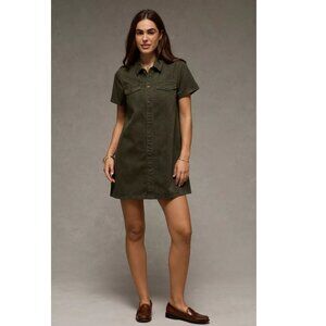 AE Denim Shirt Mini Dress | Medium | Green